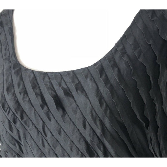 EILEEN FISHER SILK DRESS DIAGONAL RUFFLE PLEATS 12 - Picture 3 of 3